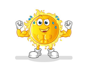 Fototapeta premium sun muscular cartoon. cartoon mascot vector