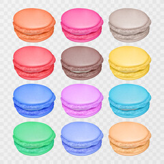 Illustration of Tasty colorful french macaron, realistic macaron on light background, vector format