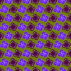 Hexagonal multicolored floral repeat pattern