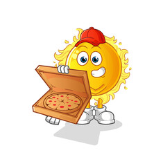 sun pizza delivery boy vector. cartoon character