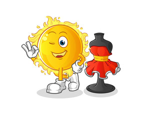 sun fashion designer vector. cartoon character