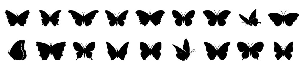 Butterflies silhouette set. Flying butterflies icon set .Vector illustration
