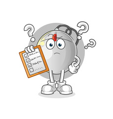 computer mouse schedule list vector. cartoon character