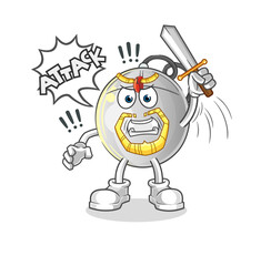 computer mouse knights attack with sword. cartoon mascot vector