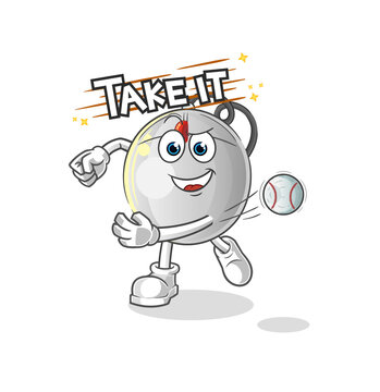 computer mouse throwing baseball vector. cartoon character