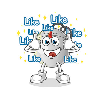 computer mouse give lots of likes. cartoon vector