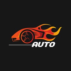 Fire racing car logo