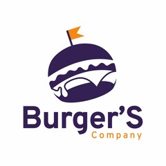 Burger flag fastfood business logo design