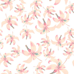 Golden Seamless Textile. Yellow Pattern Palm. White Tropical Painting. Watercolor Texture. Flora Design. Floral Design. Spring Plant. Wallpaper Vintage.