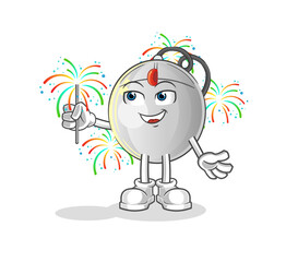 computer mouse with fireworks mascot. cartoon vector