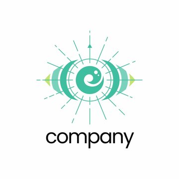 E letter eye sun ray logo design element