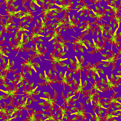 Fototapeta na wymiar Violet Seamless Background. Lavender Pattern Painting. Indigo Tropical Exotic. Cobalt Flower Leaves. Purple Floral Plant. Decoration Hibiscus. Watercolor Art.