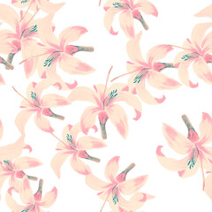 White Seamless Background. Golden Pattern Texture. Yellow Tropical Botanical. Watercolor Vintage. Flora Palm. Floral Leaf. Spring Illustration. Wallpaper Hibiscus.