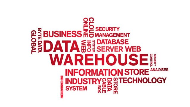 4k Data Warehouse Animated Tag Word Cloud;Text Design big data Animation typography seamless loop.