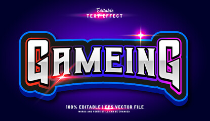 Gameing editable text effect gamer lights neon and text style 