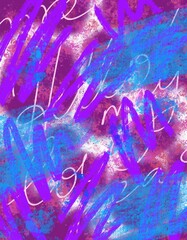 Abstract digital art in blue, purple, pink and white colors with phrase Hello my love
