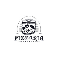 Vintage Retro stamp label pizza logo vector design template inspiration idea