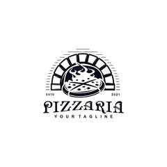 Vintage Retro Rustic stamp label pizza logo vector design template inspiration idea