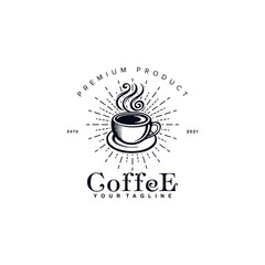 Vintage Retro Rustic Coffee Shop logo vector design template inspiration idea