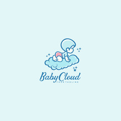 Cute Little Baby Crawling logo vector design template inspiration idea