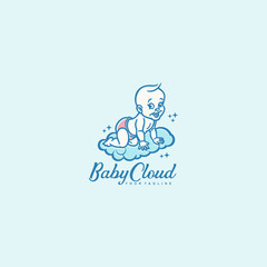 Cute Baby Logo Design Vector Illustration Template Idea
