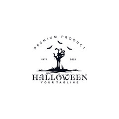 Vintage Halloween Logo Design Vector Illustration Template Idea