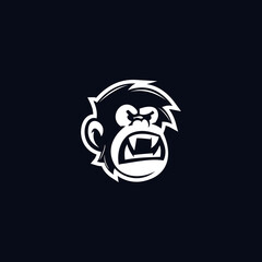 Obraz premium silhouette Face monkey angry logo vector design template inspiration idea