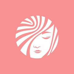Circle face portrait of a woman logo