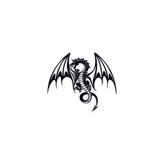 silhouette Dragon Logo Design Vector Illustration Template Idea