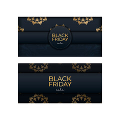 Advertising Black Friday in blue with greek gold ornaments