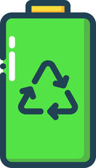 Used batteries with green recycling symbol. Isolated vector illustration. Waste Electrical and Electronic Equipment