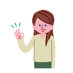 OKポーズをしている女性のイラスト