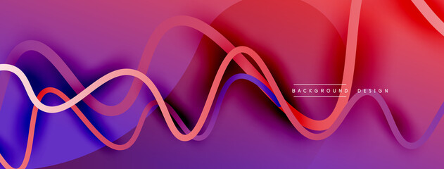 Abstract gradient background with wave line with shadow effect. Geometric composition. 3D shadow effects and fluid gradients