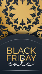 Baner Black Friday in blue with greek gold pattern