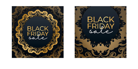 Baner Sale Black Friday Blue Color Abstract Gold Ornament