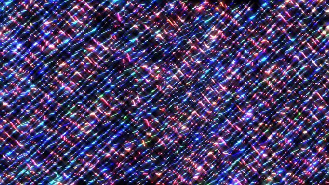 shining bright lines set blue wave motion, colorful, on black background