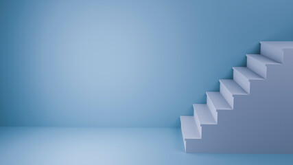 White stairs on empty background 3D rendering