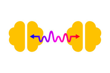 Obraz premium Connection between two brains. Networking concept. Therapy icon