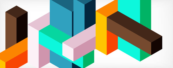 Abstract background. 3d cubes, cubic elements and blocks. Techno or business concept for wallpaper, banner, background, landing page