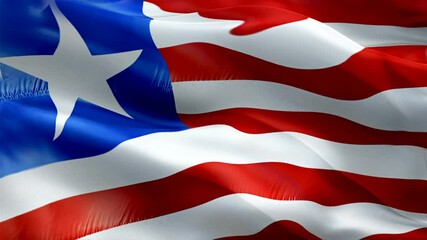 Liberian flag. 3d Liberia flag waving video. Sign of Liberia seamless loop animation. Liberian flag HD resolution Background. Liberia flag Closeup 1080p HD video for Independence Day,Victory day
