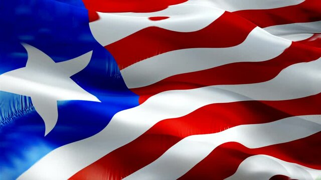 Liberia flag. National 3d Liberia flag waving. Sign of Liberian seamless loop animation. Liberia flag HD Background. Liberian flag Closeup 1080p Full HD video for presentation for Victory day
