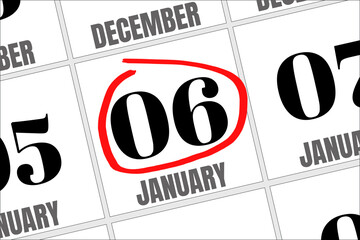 Save the Date written on a calendar - January 6