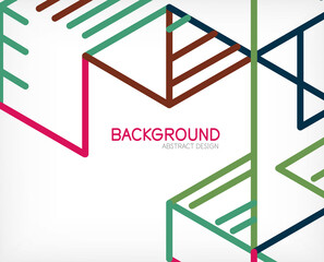 Abstract background. Color lines on white background. Linear abstract composition. Techno or business concept for wallpaper, banner, background, landing page