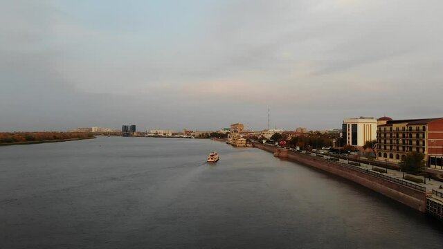 motor ship on the river in Astrakhan