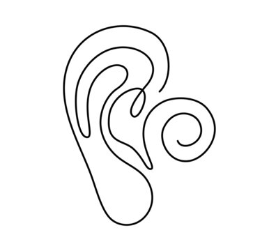 recommend clip art: Human ear continuous one line drawing. World deaf day single line concept. Minimalist vector illustration.