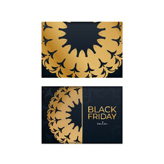 Celebration Baner For Black Friday Sale In Blue With Vintage Gold Ornament