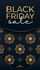 Celebration Poster For Black Friday Blue Color Geometric Gold Ornament