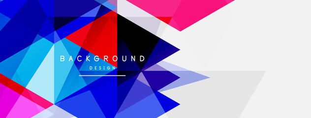 Color triangles composition, geometric abstract background. Techno or business concept, pattern for wallpaper, banner, background, landing page
