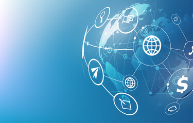 Technology global background.World map point and line composition concept of global business