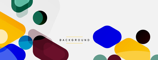 Abstract round geometric shapes and circles background. Trendy techno business template for wallpaper, banner, background or landing